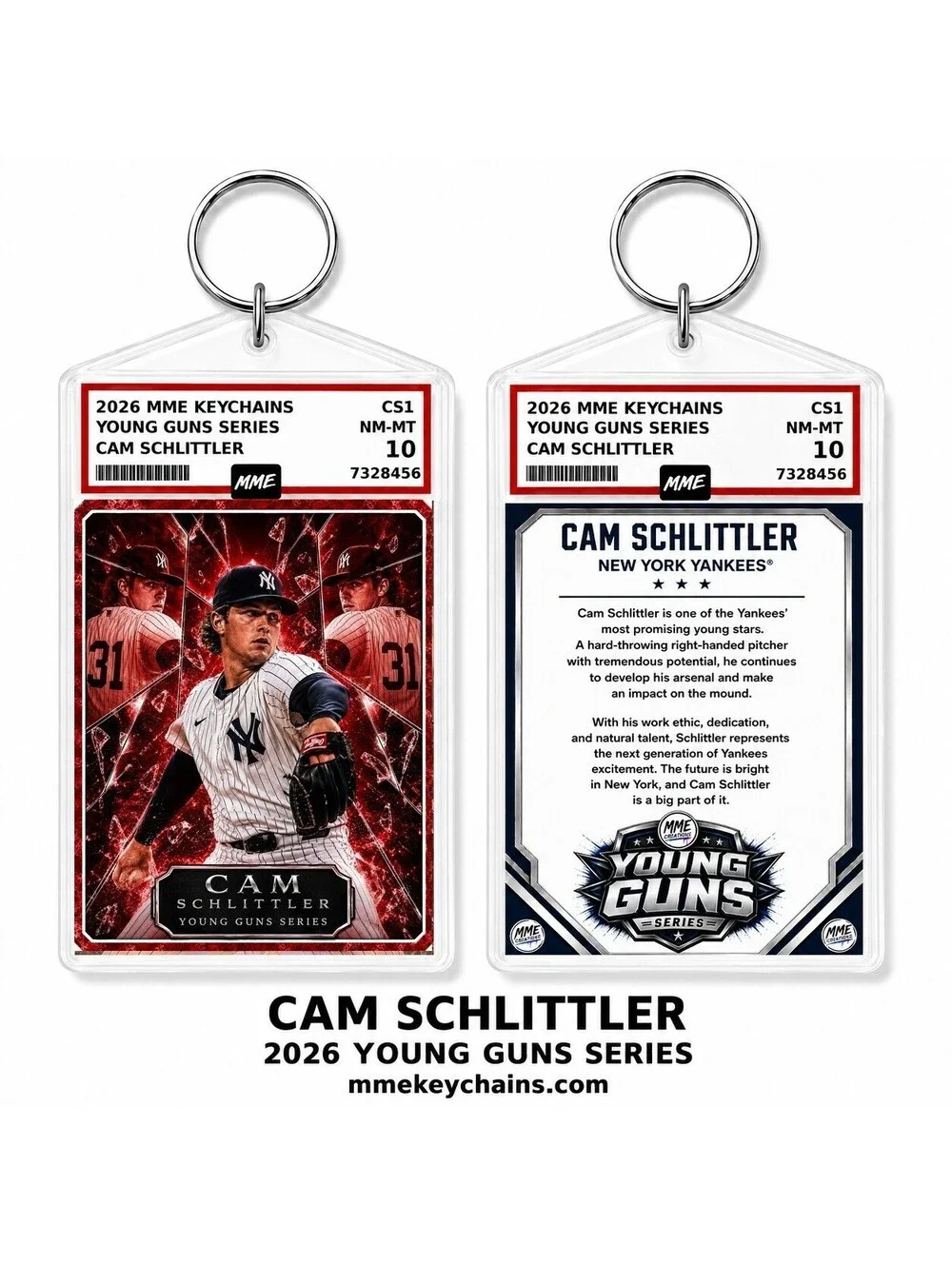 4306 Cam Schlittler Young Guns Series Custom Acrylic Photo Keychain Red Ice